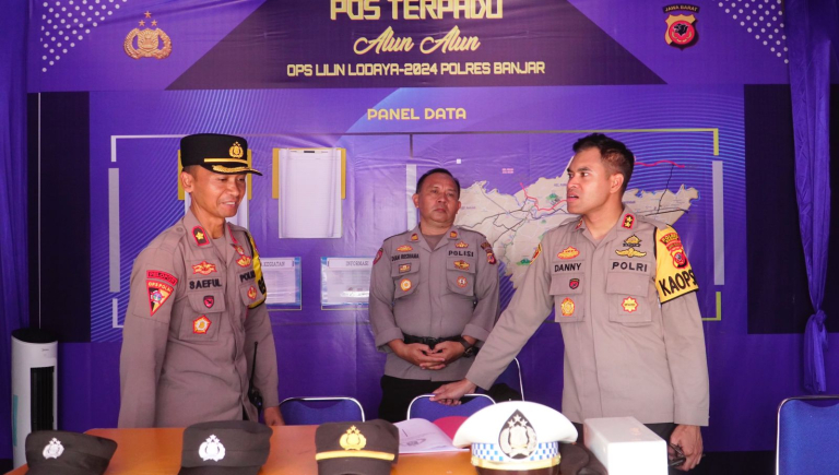 Kapolres Banjar Lakukan Pengecekan Pos Pam Operasi Lilin Jelang Natal 2024