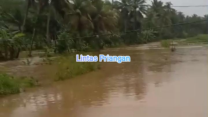 Banjir Sungai Cibalungbang Rendam Sawah Petani