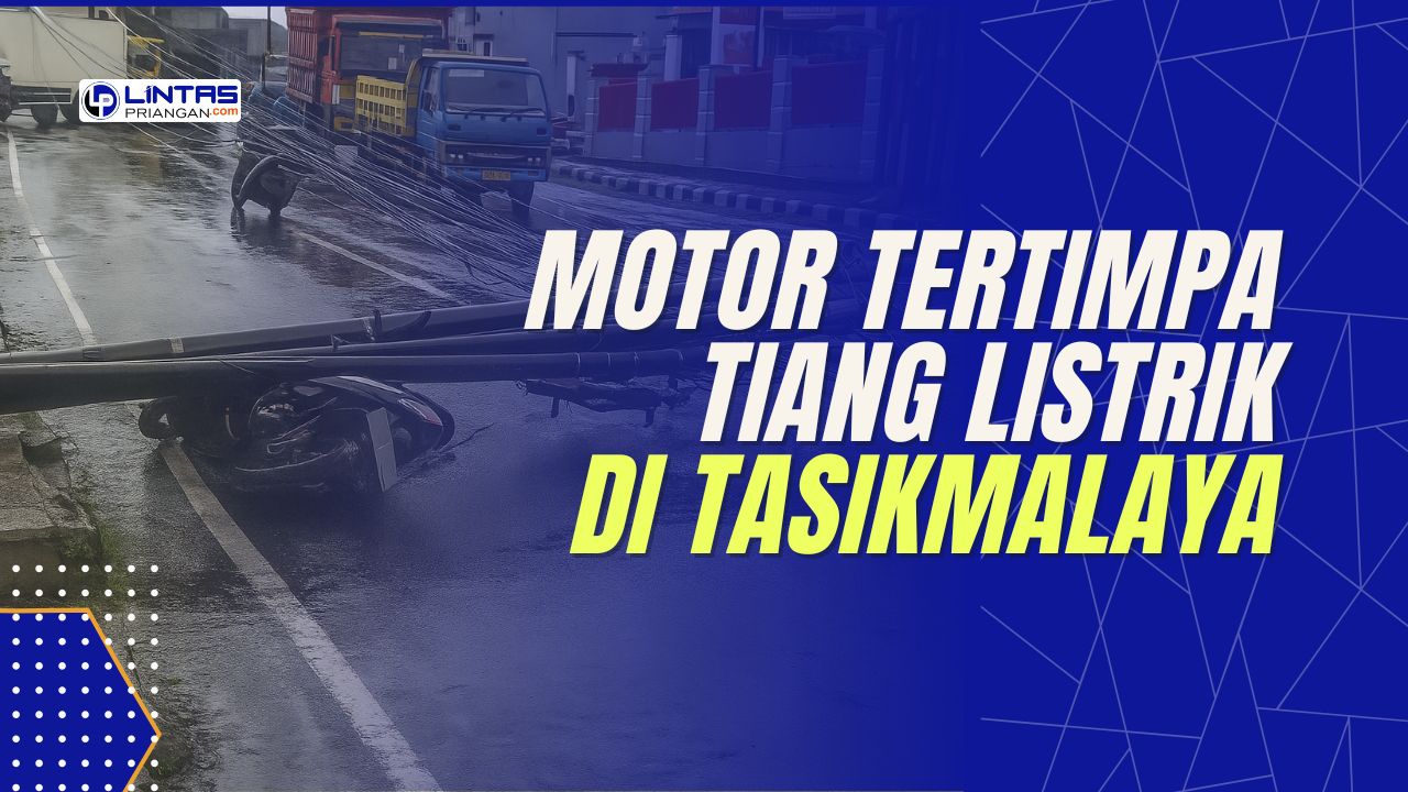 Motor Tertimpa Tiang Listrik di Tasikmalaya