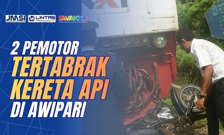 motor tertabrak kereta api di awipari tasikmalaya
