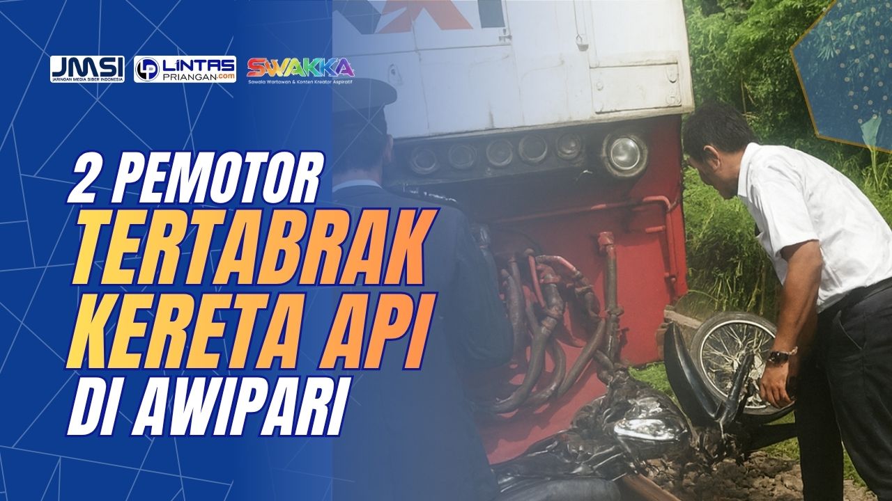 motor tertabrak kereta api di awipari tasikmalaya
