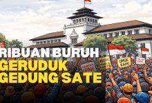 kdm coret umsk buruh demo gedung sate hari ini