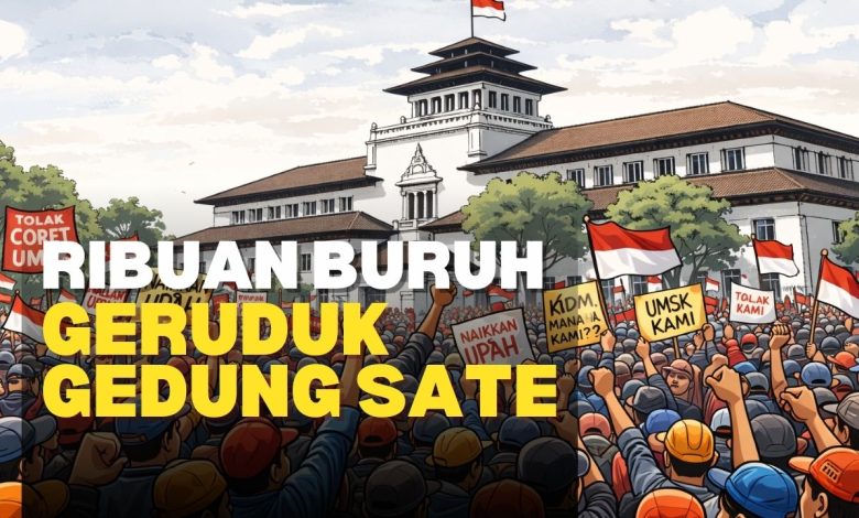 kdm coret umsk buruh demo gedung sate hari ini