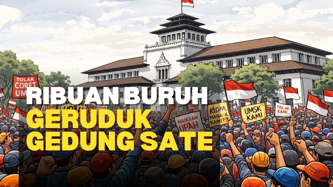 kdm coret umsk buruh demo gedung sate hari ini