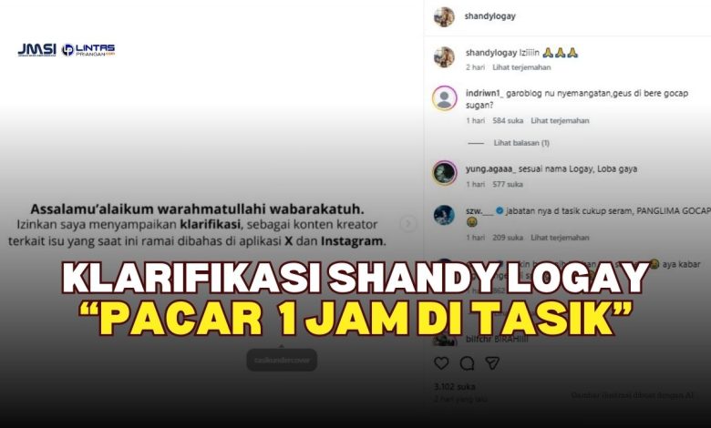 Pacar 1 Jam di Tasikmalaya, Klarifikasi Shandy Logay