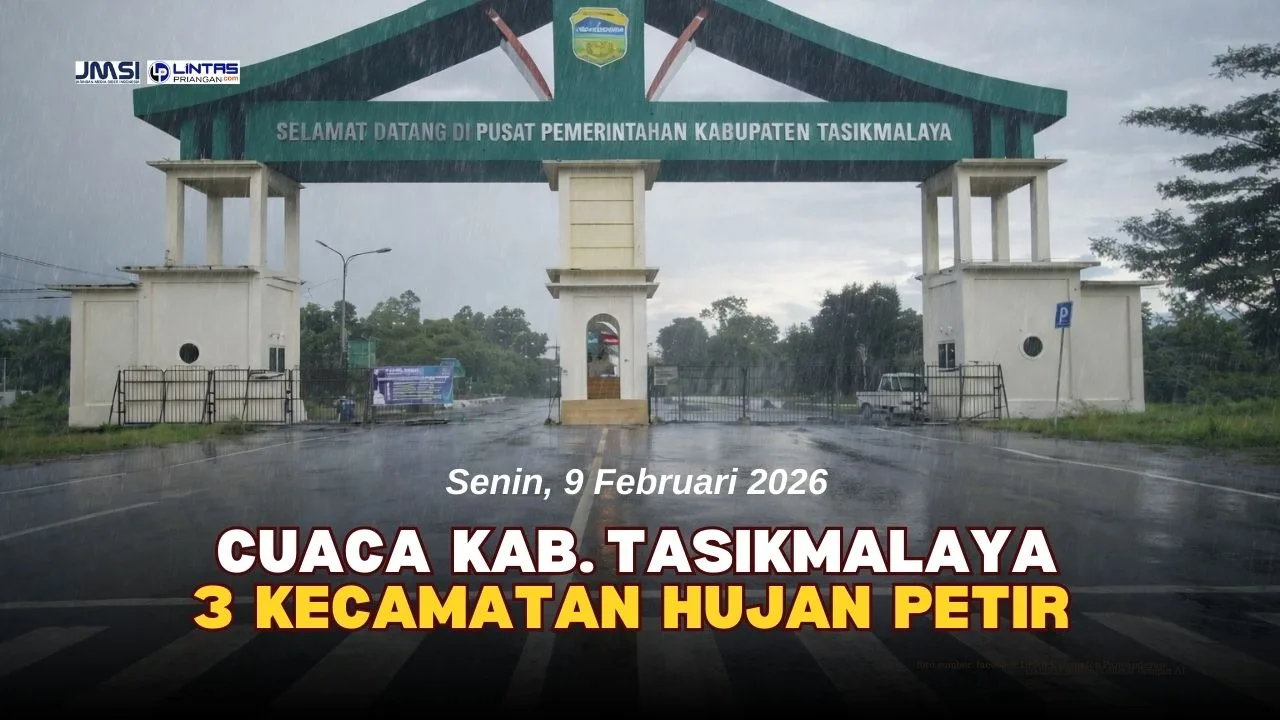 Cuaca Kabupaten Tasikmalaya: 3 Kecamatan Waspada Hujan Petir | 9 Feb 2026