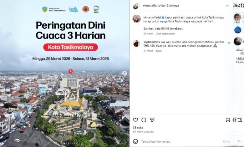 IG Wali Kota Tasikmalaya Posting Prakiraan Cuaca