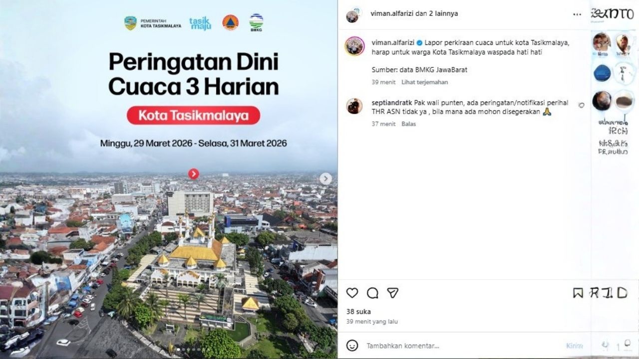 IG Wali Kota Tasikmalaya Posting Prakiraan Cuaca