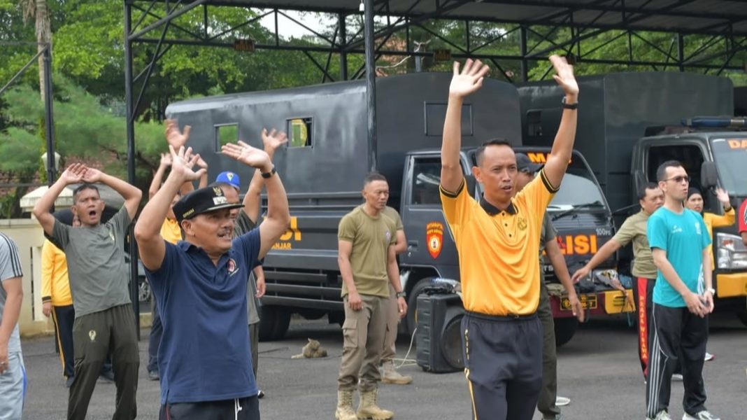 Wakil walikota Banjar Gaungkan K3 Lewat Senam Sehat Bersama Kapolres