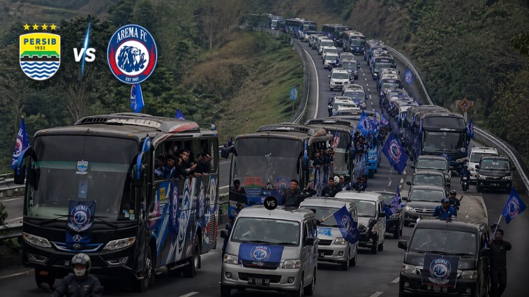 Persib vs Arema ribuan aremania menuju bandung