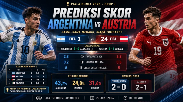 prediksi skor argentina vs austria - berita piala dunia 2026