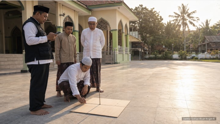 pangandaran cek arah kiblat - berita pangandaran